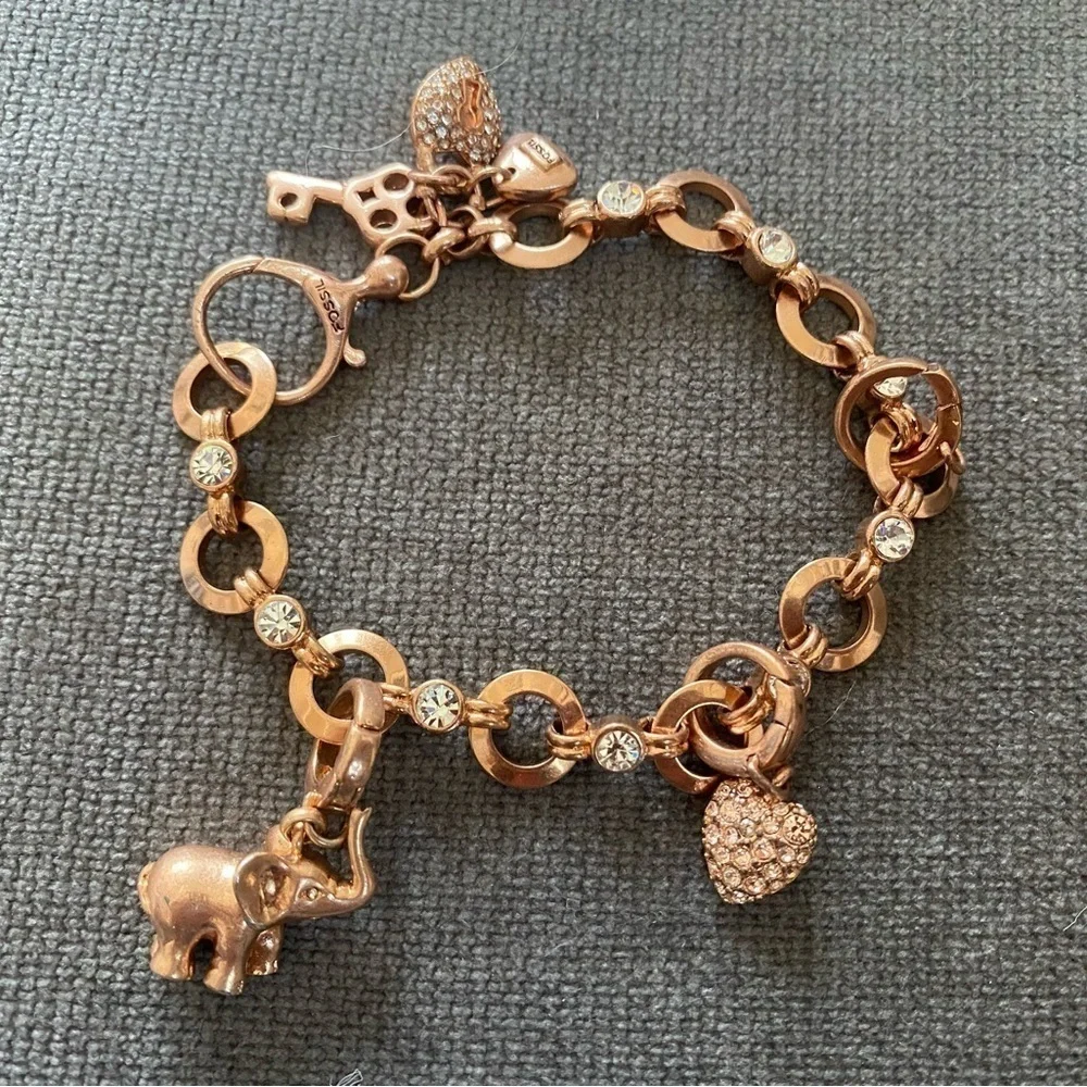 Fossil Rose Gold Charm Bracelet